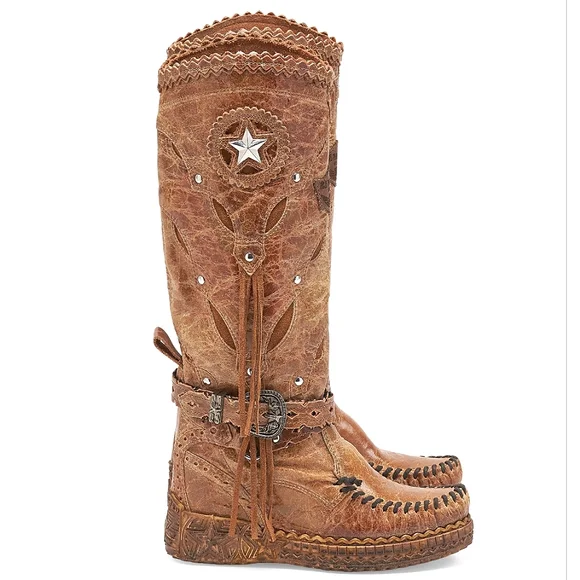 EL VAQUERO MIREA WOODLUX CANYON WEDGE MOCCASIN BOOTS 41 11 10